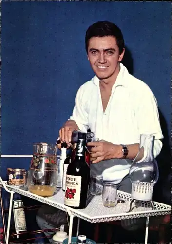 Ak Sänger Rex Gildo, Portrait, Electrola, Four Roses Bourbon Whisky