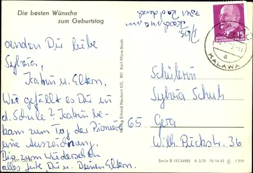 Ak Glückwunsch Geburtstag, Zwei Kinder schauen aus Fenster eines Lastwagens