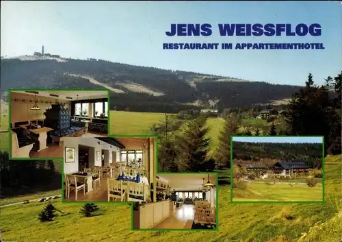 Ak Oberwiesenthal im Erzgebirge, Restaurant Jens Weissflog im Appartementhotel, Fichtelberg