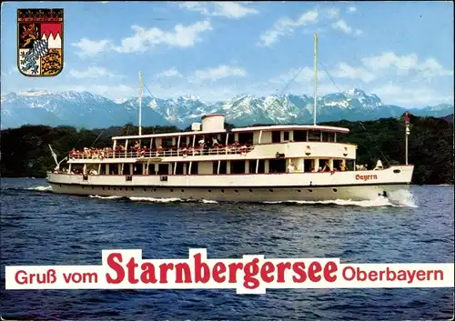 Ak MS Bayern  mit Blick auf das Wettersteingebirge, Starnberger See