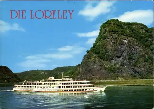 Ak Sankt Goarshausen am Rhein, Loreley, Schiff