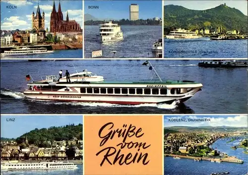 Ak Köln am Rhein, Schiffe, Bonn, Königswinter, Linz, Koblenz, Deutsches Eck