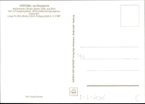 Ak Segelboot, Fortuna von Oevelgönne