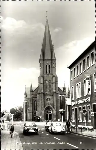 Ak Papenburg im Emsland, St. Antonius-Kirche, Hotel
