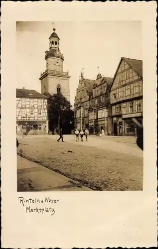 Ak Rinteln an der Weser, Marktplatz, Fachwerkhaus