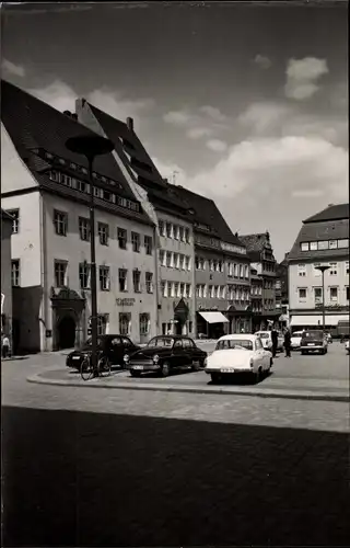 Foto Ak Freiberg in Sachsen, Platz, Autos