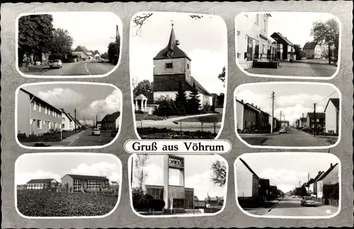 Ak Vöhrum Peine in Niedersachsen, Kirche, Häuser, Straßenpartie