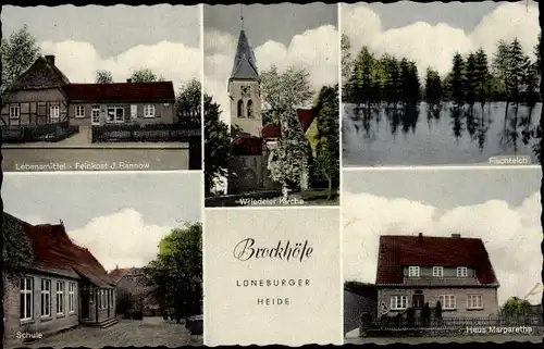 Ak Brockhöfe Wriedel in der Lüneburger Heide, Fischteich, Schule, Haus Margarethe