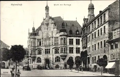 Ak Helmstedt, Markt mit Rathaus