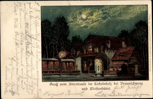 Künstler Litho Wolfenbüttel in Niedersachsen, Gastwirtschaft Sternhause im Lechelnholz