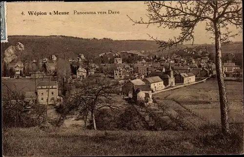 Ak Wepion sur Meuse Namur Wallonien, Panorama in Richtung Dave