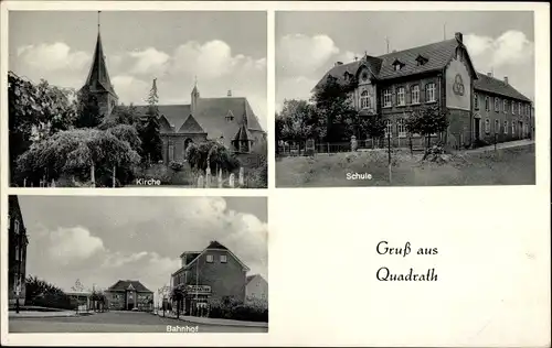 Ak Quadrath Ichendorf Bergheim an der Erft, Schule, Kirche, Bahnhof