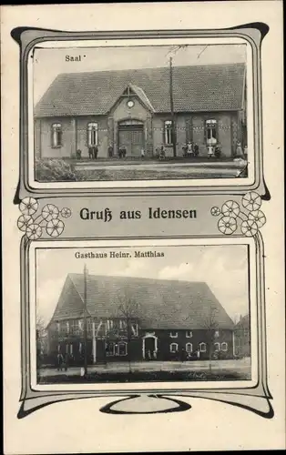 Jugendstil Passepartout Ak Idensen in Niedersachsen, Gasthaus von H. Matthias, Saal
