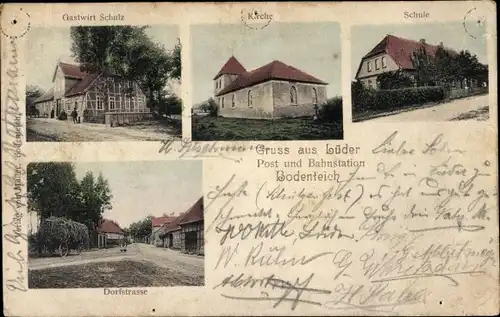 Ak Lüder in Niedersachsen, Gastwirtschaft, Kirche, Schule, Dorfstraße