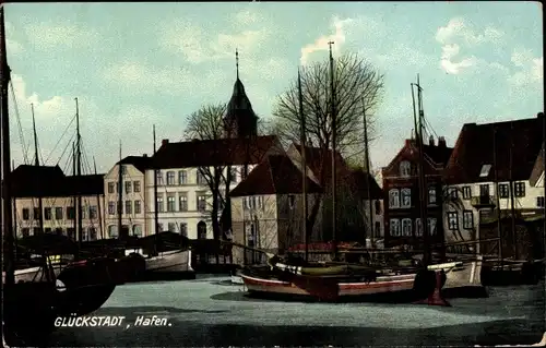 Ak Glückstadt an der Elbe, Hafenpartie