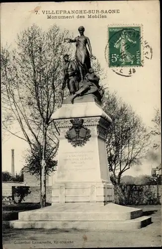 Ak Villefranche sur Saône Rhône, Mobiles Denkmal