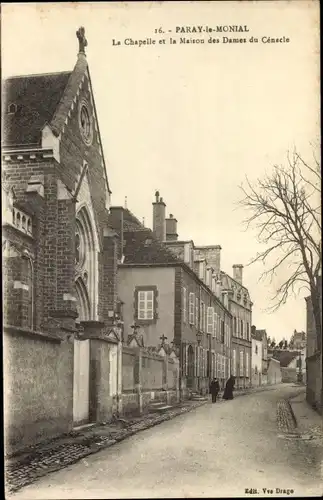 Ak Paray le Monial Saône et Loire, Die Kapelle und das Haus der Damen des Cenecle