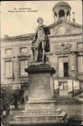 Ak Tournus Saône et Loire, Statue des Malers Greuze