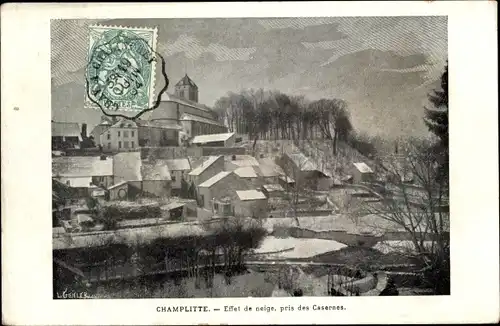 Ak Champlitte Haute Saône, Schneeeffekt, aufgenommen aus den Kasernen