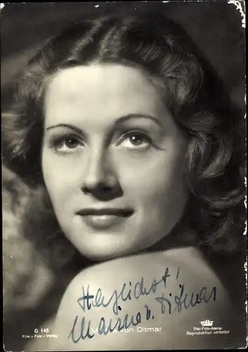 Ak Schauspielerin Marina von Ditmar, Tobis Film G 145, Autogramm