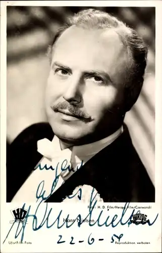 Ak Schauspieler Hans Nielsen, Portrait, Autogramm