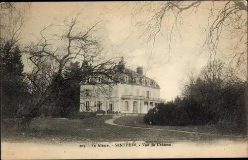 Ak Sentheim Elsass Haut Rhin, Blick auf das Schloss, Weg, Park