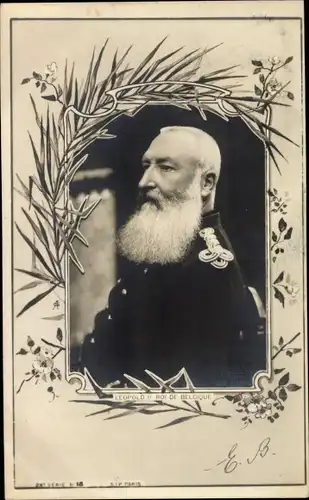 Passepartout Ak König Leopold II. von Belgien, Portrait