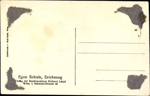 Künstler Ak Schiele, E., Portrait einer Frau mit nacktem Oberkörper, Busen