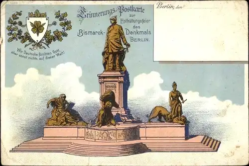 Wappen Litho Berlin Mitte, Enthüllungsfeier Bismarckdenkmal