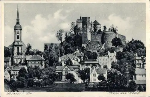 Ak Stolpen in Sachsen, Kirche, Schloss