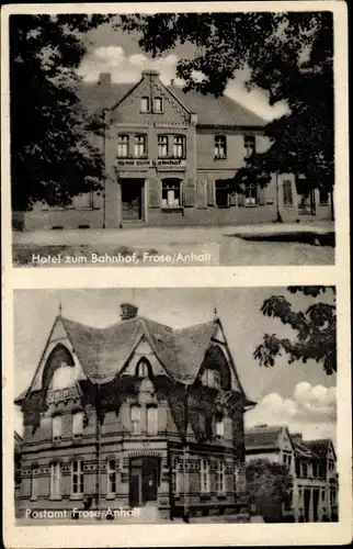 Ak Frose in Anhalt, Hotel zum Bahnhof, Postamt