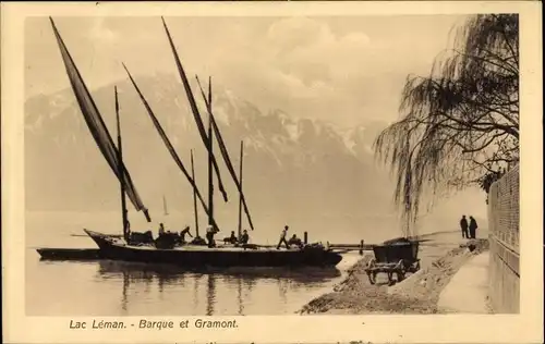 Ak Kanton Waadt Schweiz, Lac Léman, Barque et Gramont 