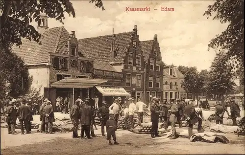 Ak Edam Volendam Nordholland Niederlande, Käsemarkt