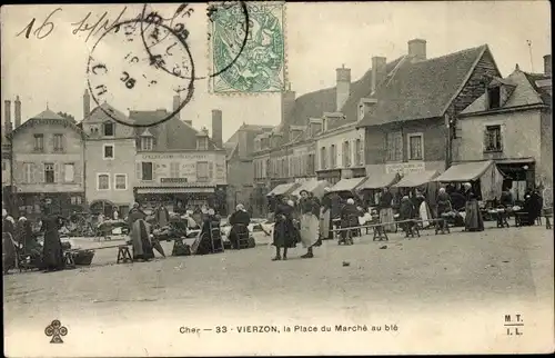 Ak Vierzon-Cher, Place du Marche au Blé