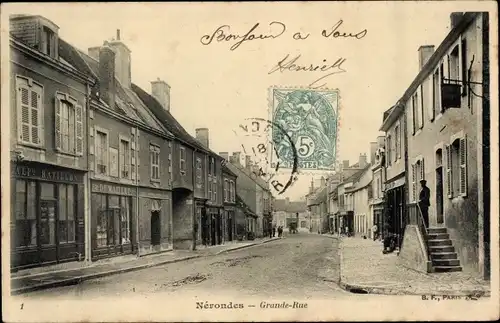 Ak Nérondes Cher, Grande Rue