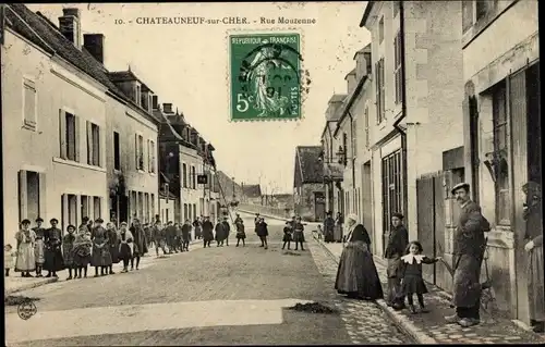 Ak Chateauneuf-sur-Cher, Rue Mouzenne
