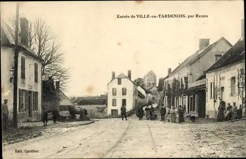 Ak City in Tardenois Marne, Stadteingang, Café de la Gare