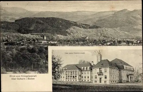 Ak Achern in Baden Schwarzwald, Gesamtansicht, Krankenhaus, Kriegslazarett