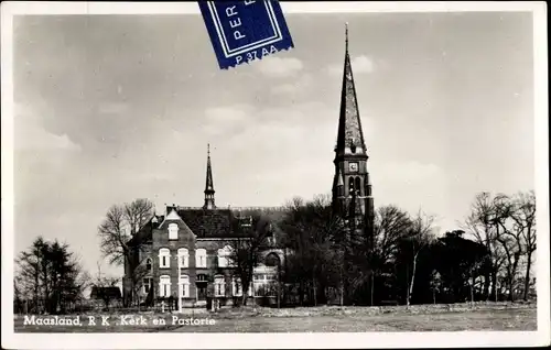 Ak Maasland Südholland, Kirche mit Pfarrhaus