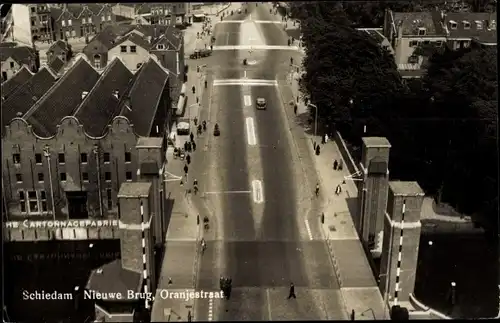 Ak Schiedam Südholland Niederlande, Nieuwe Brug, Oranjestraat