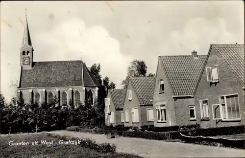 Ak West Graftdijk Nordholland Niederlande, Kirche, Restaurant Vislust