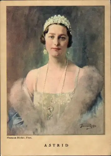 Künstler Ak Königin Astrid von Belgien, Portrait