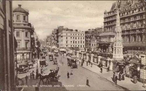 Ak West End London City England, The Strand and Charing Cross