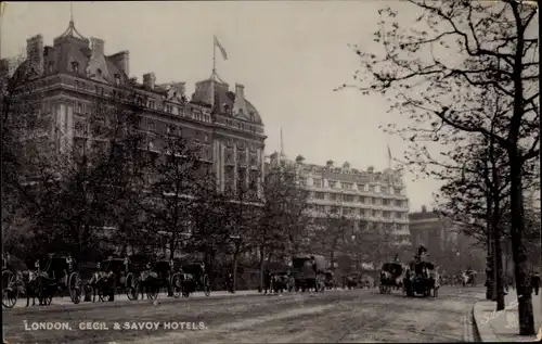 Ak London City England, Cecil and Savoy Hotels