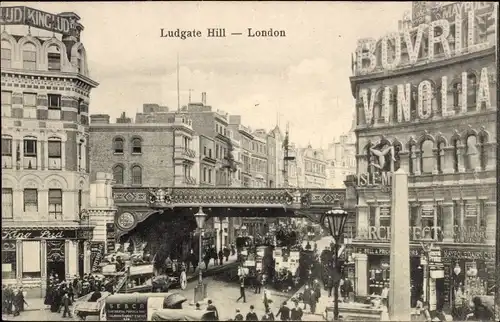 Ak London City England, Ludgate Hill