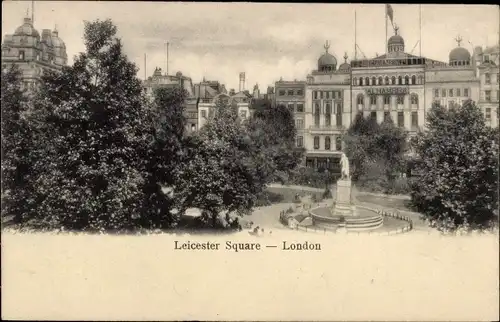 Ak London City England, Leicester Square, Denkmal