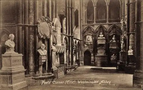 Ak City of Westminster London England, Westminster Abbey, Poet&#39;s Corner (Osten)