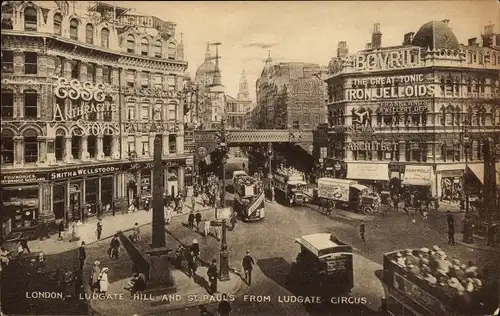 Ak London City, St Paul&#39;s Cathedral und Ludgate Hill vom Ludgate Circus