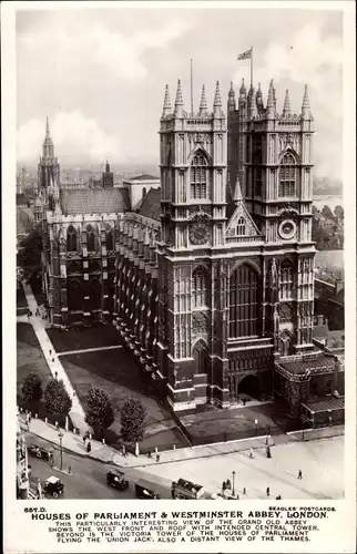 Ak City of Westminster London England, Abbey and Houses of Parliament