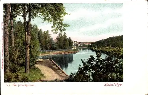 Ak Södertelge Schweden, Vy frän jernvägsbron